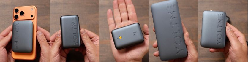 Компактний магнітний павербанк VOLTME на смартфоні та в руці.
